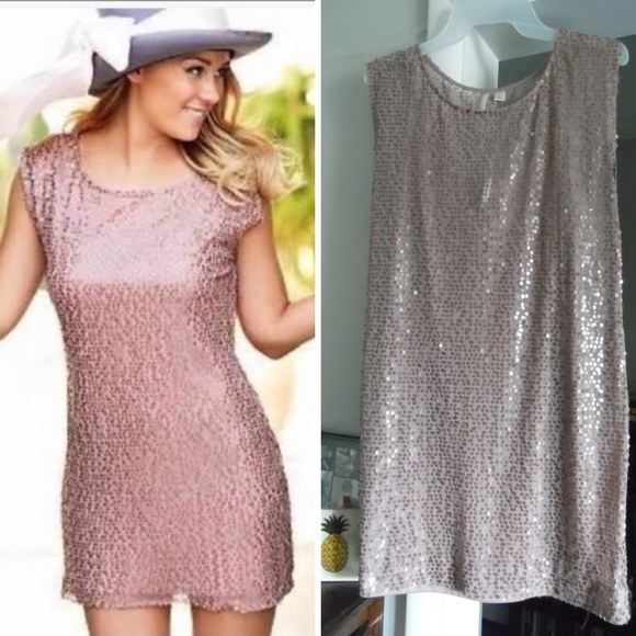 LC Lauren Conrad Dresses & Skirts - 🍍LC "Rose Gold" Sequin Shift/Sheath Mini Dress, 4